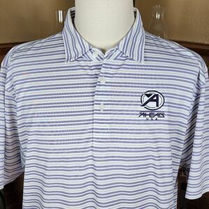 Ahead Extreme Polo Purple and White Striped Logo Size XL